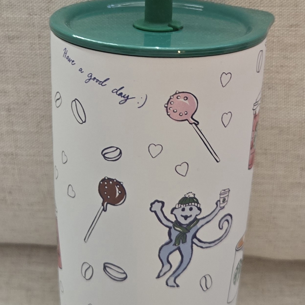 Monkey Fun Tumbler with Green Lid